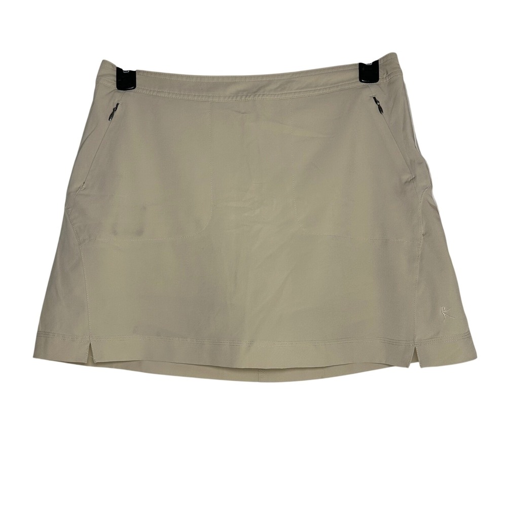 Danskin Now Womens Beige Athletic Skort Zip Pockets Built-in Shorts‎ Size M 8/10